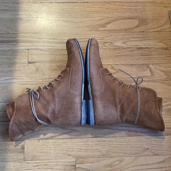 P. Monjo sz 39 leather lace up boots flat Made is Spain - Picture 4 of 8